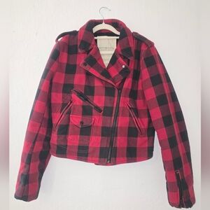 Denim & supply Polo Ralph LaurenVtg Womens Medium  Buffalo Plaid Moto zipJacket